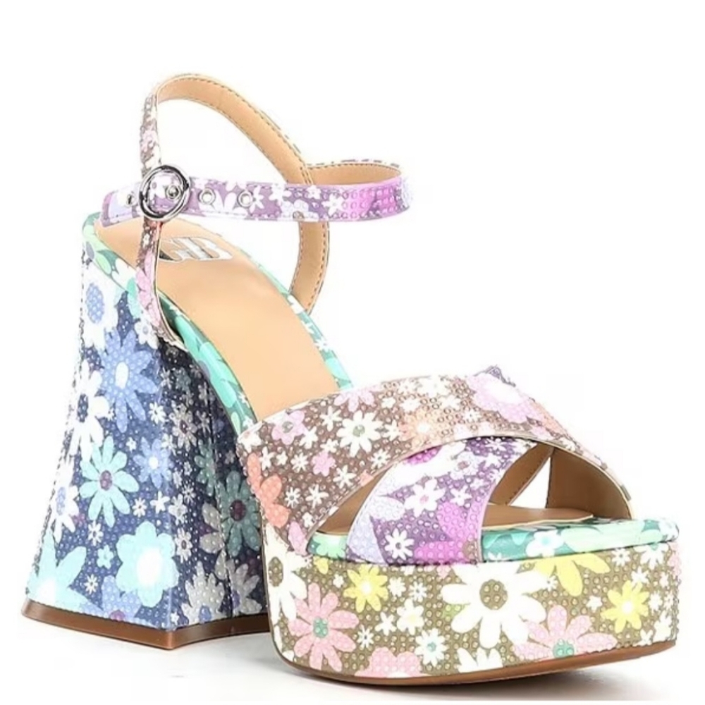 GB Ulti-Mate Floral Rhinestone Platform Sandals